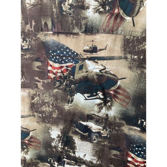 Red Head Mens XL Short Sleeve Shirt Helicopter Jeep US Flag Patriotic - Picture 5 of 8